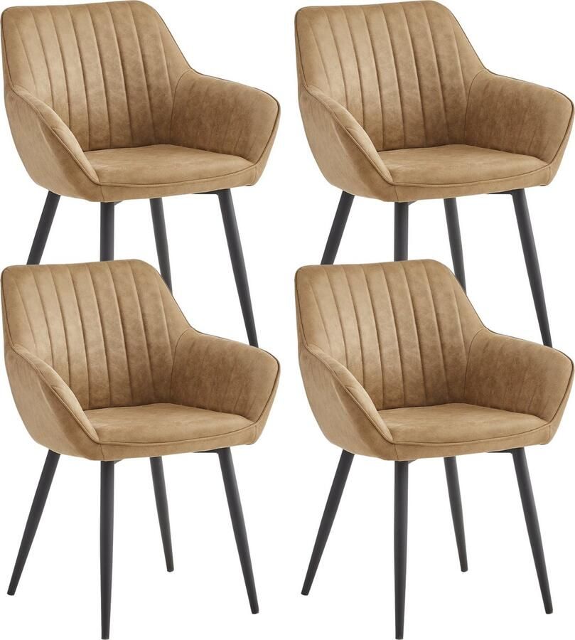 Colenis Luna Eetkamerstoel Set Van 4 Sand Microfiber Microvezel Met armleuning