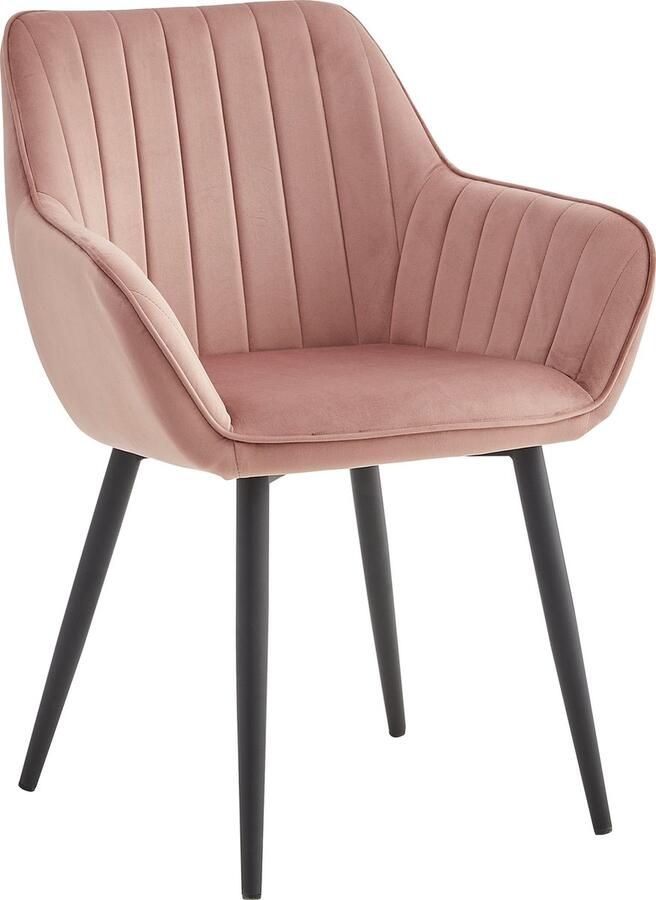 Colenis Luna Eetkamerstoel Set Van 6 Roze Velvet Met armleuning