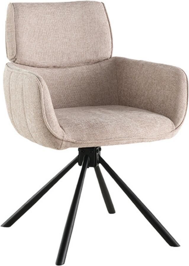 Colenis Marta Eetkamerstoel Set Van 2 Taupe Linnen Stof Industrieel Metalen poten Stoelen Draaibaar 180° - Foto 2