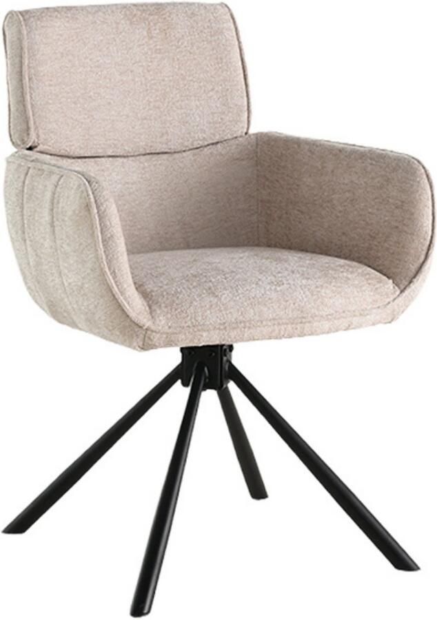 Colenis Marta Eetkamerstoel Set Van 4 Beige Chenille Stof Industrieel Metalen poten Stoelen Draaibaar 180° - Foto 2