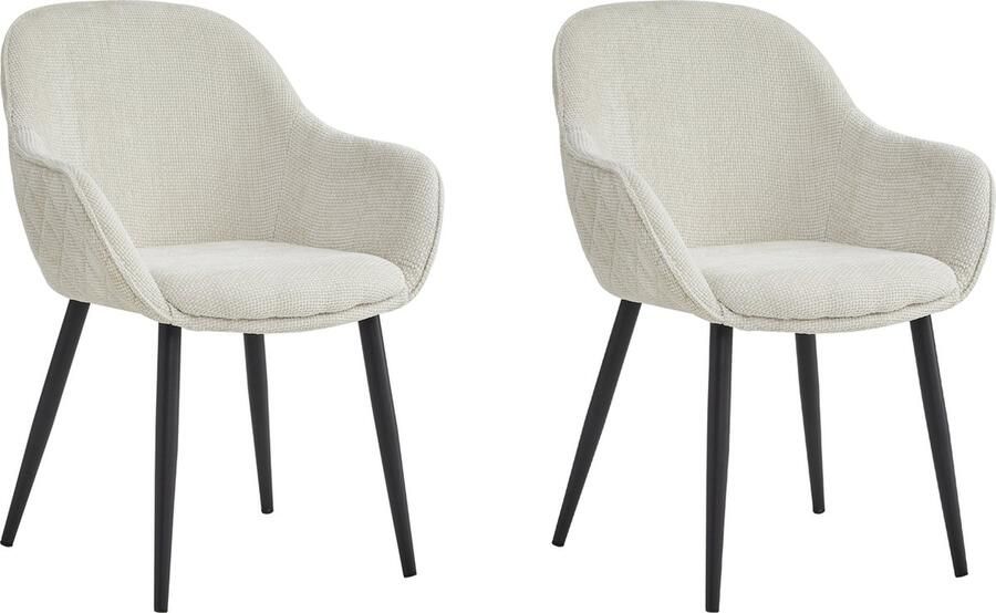 Colenis Metropol Eetkamerstoel Set Van 2 Beige Linnen Stof Industrieel Met armleuning