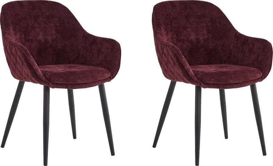 Colenis Metropol Eetkamerstoel Set Van 2 Bordeaux Linnen Stof Industrieel Met armleuning Stoel