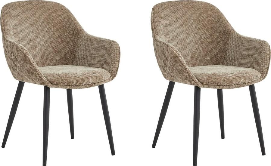 Colenis Metropol Eetkamerstoel Set Van 2 Taupe Linnen Stof Industrieel Met armleuning