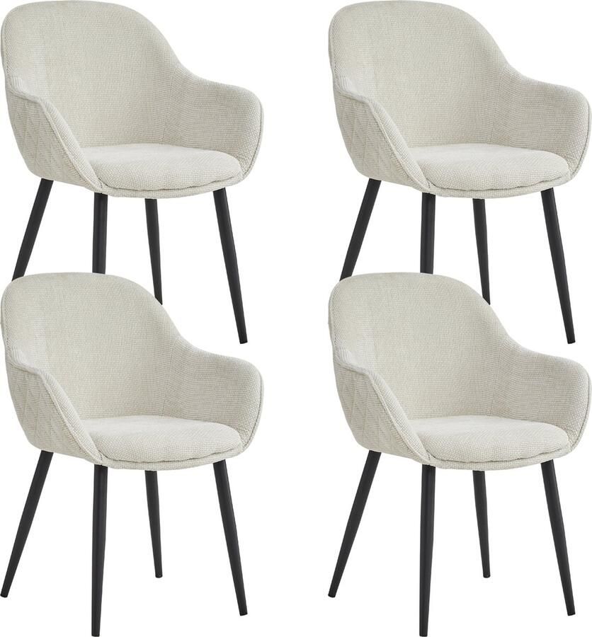 Colenis Metropol Eetkamerstoel Set Van 4 Beige Linnen Stof Industrieel Met armleuning