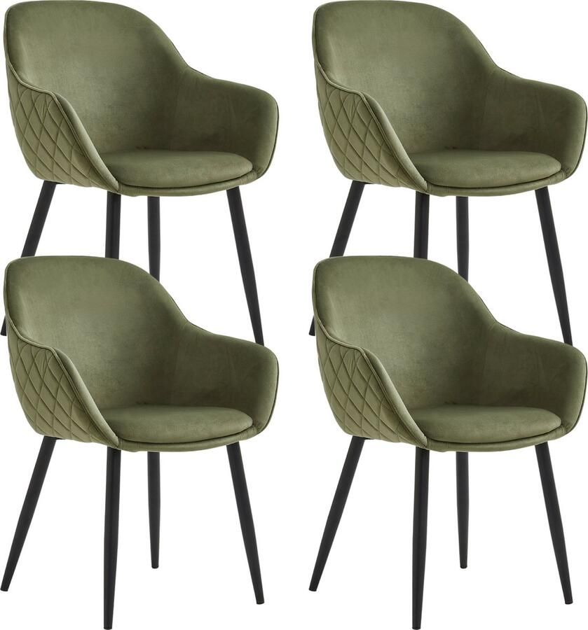Colenis Metropol Eetkamerstoel Set Van 4 Olijfgroen Velvet Industrieel Met armleuning Stoel