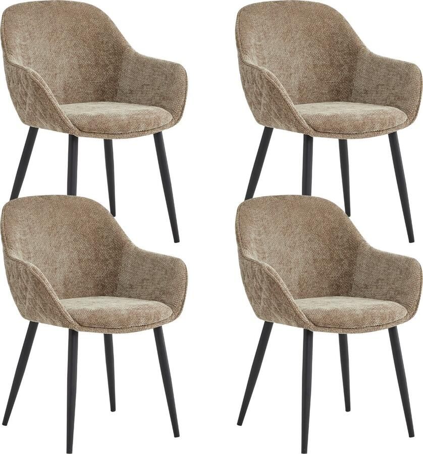 Colenis Metropol Eetkamerstoel Set Van 4 Taupe Linnen Stof Industrieel Met armleuning