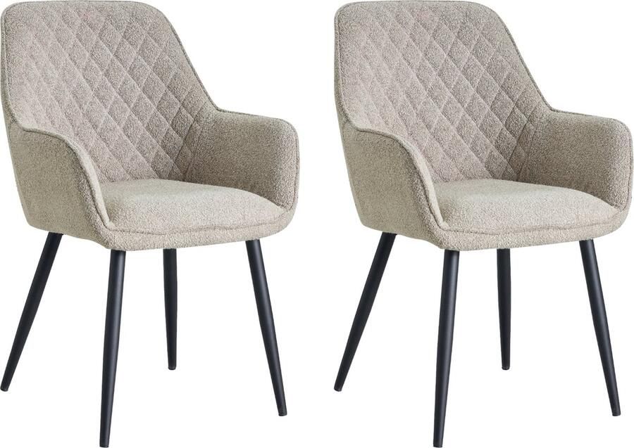 Colenis Milano Eetkamerstoel Set Van 2 Beige Bouclé Design Industrieel Metalen poten