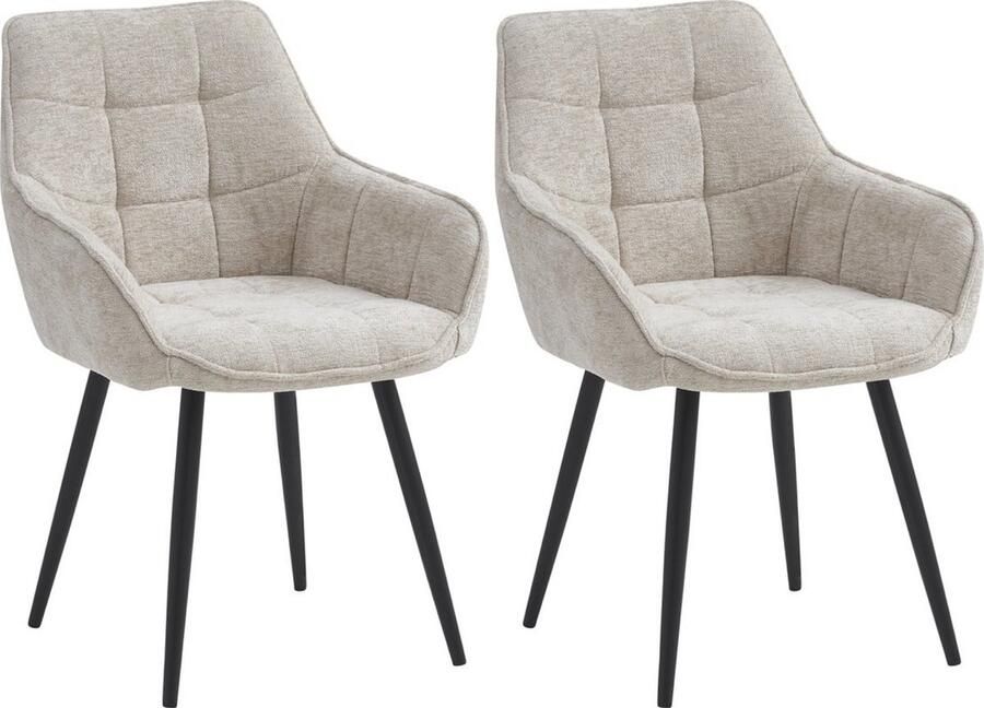 Colenis Oriana Eetkamerstoel Set Van 2 Beige Chenille Stof Design