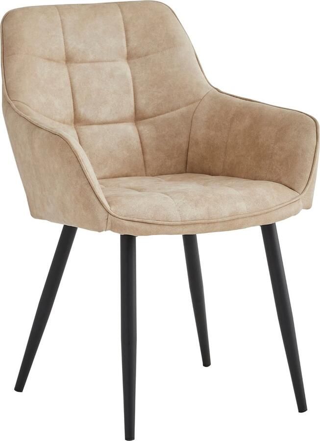 Colenis Oriana Eetkamerstoel Set Van 4 Beige Microfiber Stof Industrieel