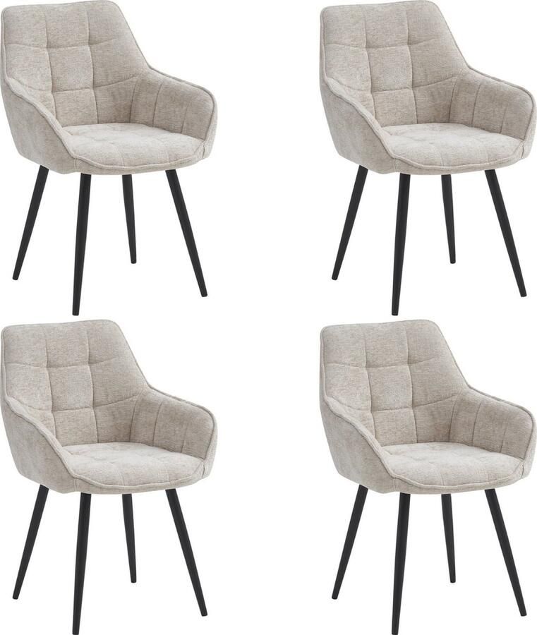 Colenis Oriana Eetkamerstoel Set Van 4 Beige Chenille Stof Design