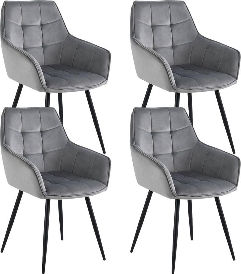 Colenis Lavinia Eetkamerstoel Set Van 4 Champagne Adoré Velvet Met armleuning Zonder Zijstrepen