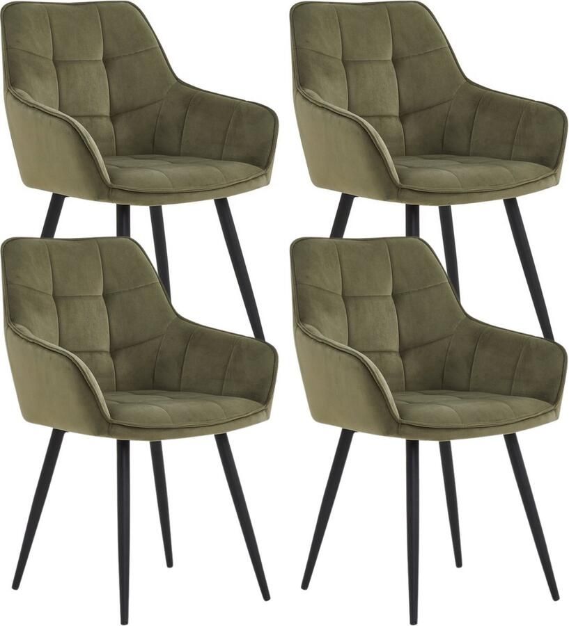 Colenis Oriana Eetkamerstoel Set Van 4 Groen Velvet Fabb Industrieel Design