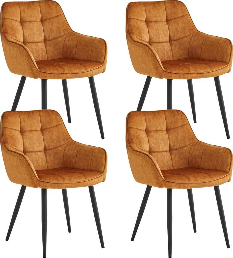 Colenis Oriana Eetkamerstoel Set Van 4 Honey Adoré Velvet Industrieel Met armleuning Stoel - Foto 2