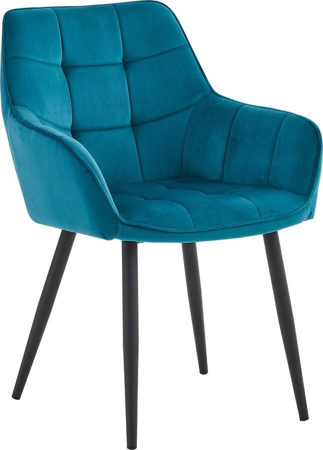 Colenis Lavinia Eetkamerstoel Set Van 2 Grijs Velvet Met armleuning Zonder Zijstrepen