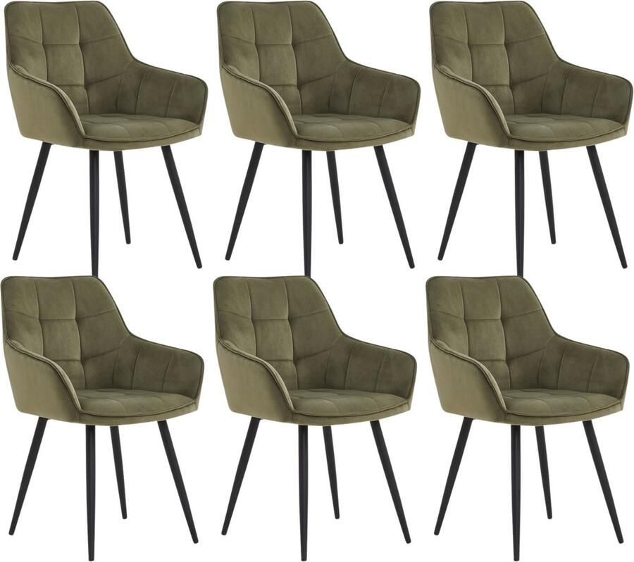 Colenis Oriana Eetkamerstoel Set Van 6 Groen Velvet Fabb Industrieel Design