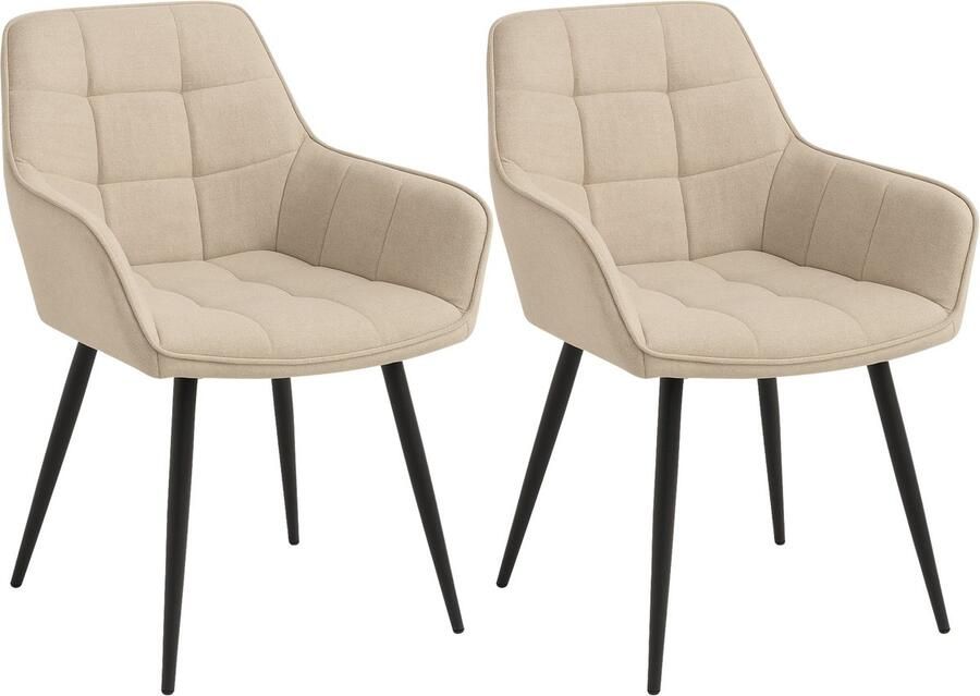 Colenis Oriana Eetkamerstoelen Set Van 2 Beige Geweven stof Met Armleuning - Foto 2