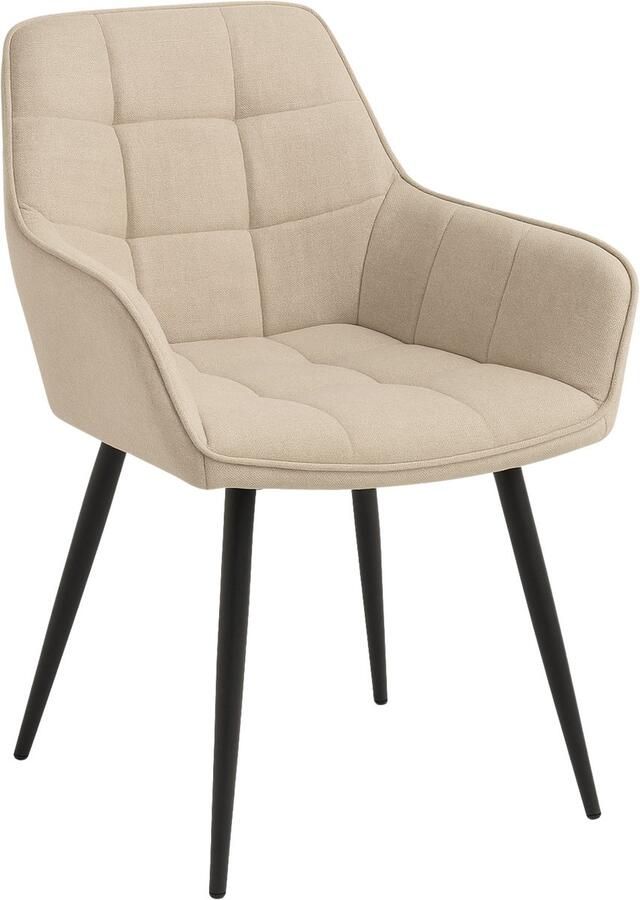 Colenis Oriana Eetkamerstoelen Set Van 2 Beige Geweven stof Met Armleuning