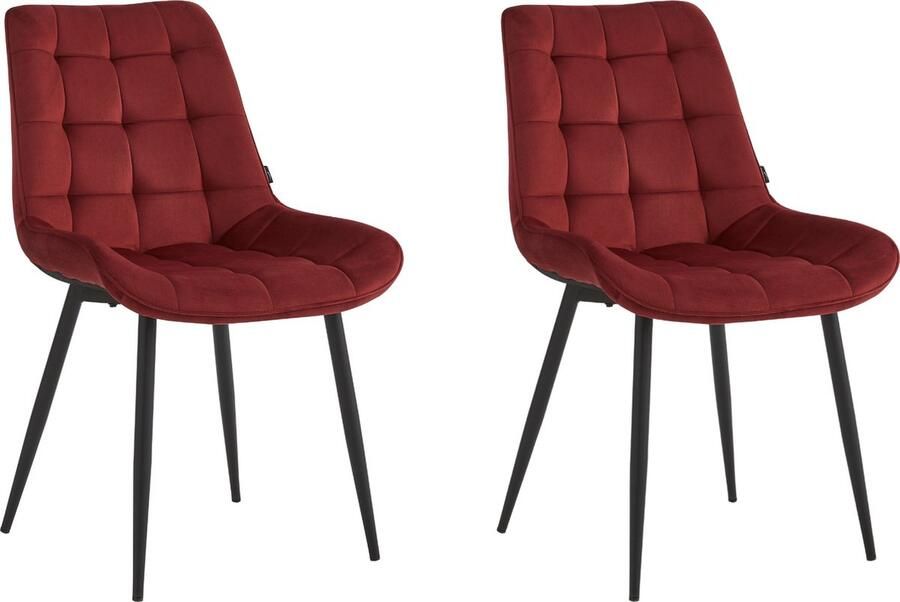 Colenis Quadra Eetkamerstoel Set Van 2 Bordeaux Velvet Design