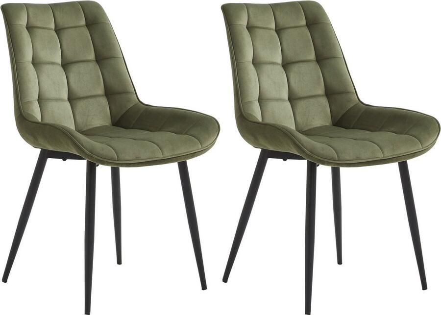 Colenis Quadra Eetkamerstoel Set Van 2 Groen Fabb Stof Industrieel