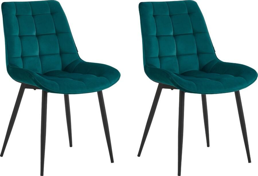 Colenis Quadra Eetkamerstoel Set Van 2 Petrol Velvet Design