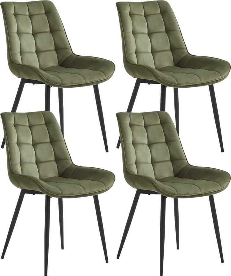 Colenis Quadra Eetkamerstoel Set Van 4 Groen Fabb Stof Industrieel