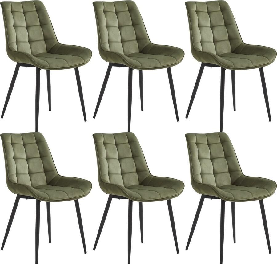 Colenis Quadra Eetkamerstoel Set Van 6 Groen Fabb Stof Industrieel