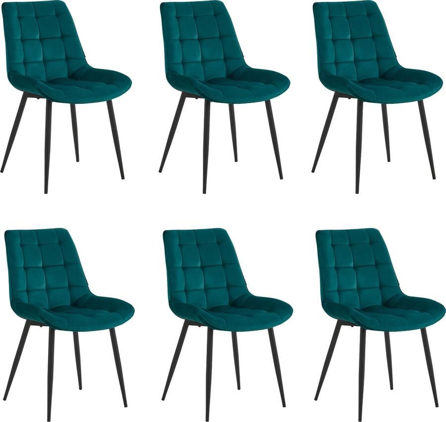 Colenis Quadra Eetkamerstoel Set Van 6 Petrol Velvet Design