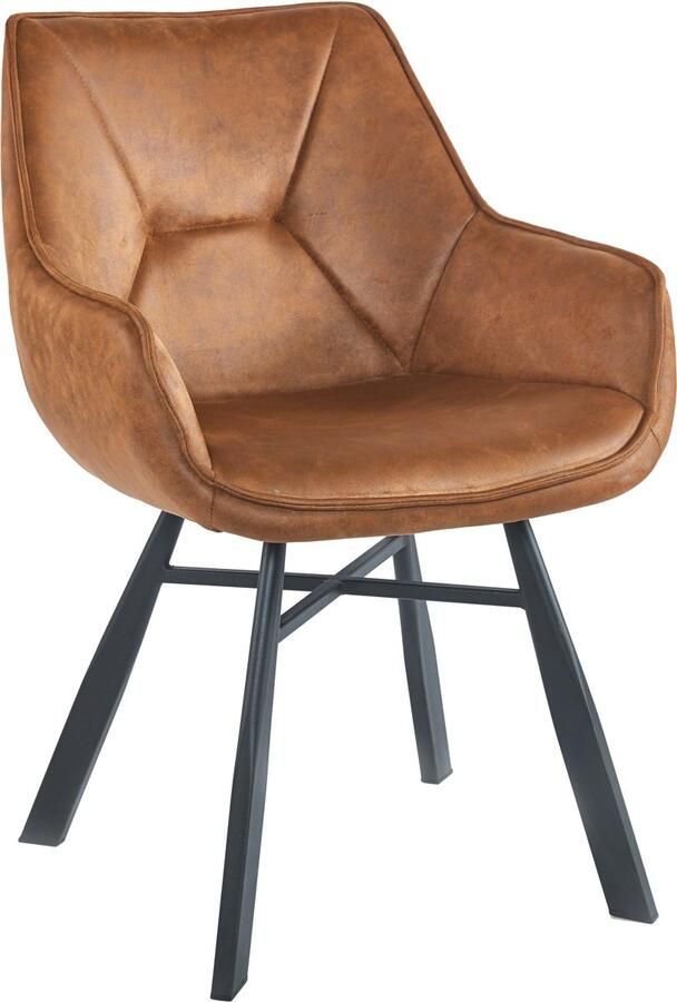 Colenis Solido Eetkamerstoel Set van 6 Cognac Microfiber Stof Industrieel Met armleuning Stoel - Foto 2