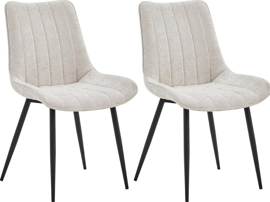 Colenis Verta Eetkamerstoel Set Van 2 Beige Chenille Stof Industrieel Stoel