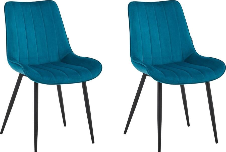 Colenis Verta Eetkamerstoel Set Van 2 Petrol Velvet Industrieel