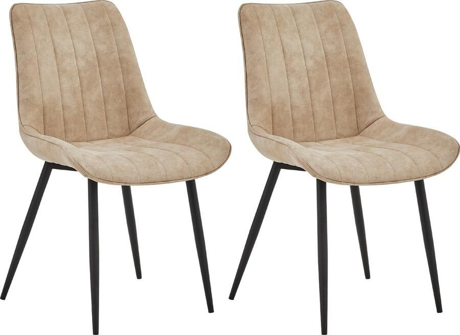 Colenis Verta Eetkamerstoel Set Van 2 Sand Microfiber Industrieel Stoel