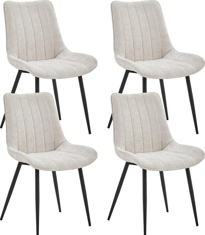 Colenis Verta Eetkamerstoel Set Van 4 Beige Chenille Stof Industrieel Stoel