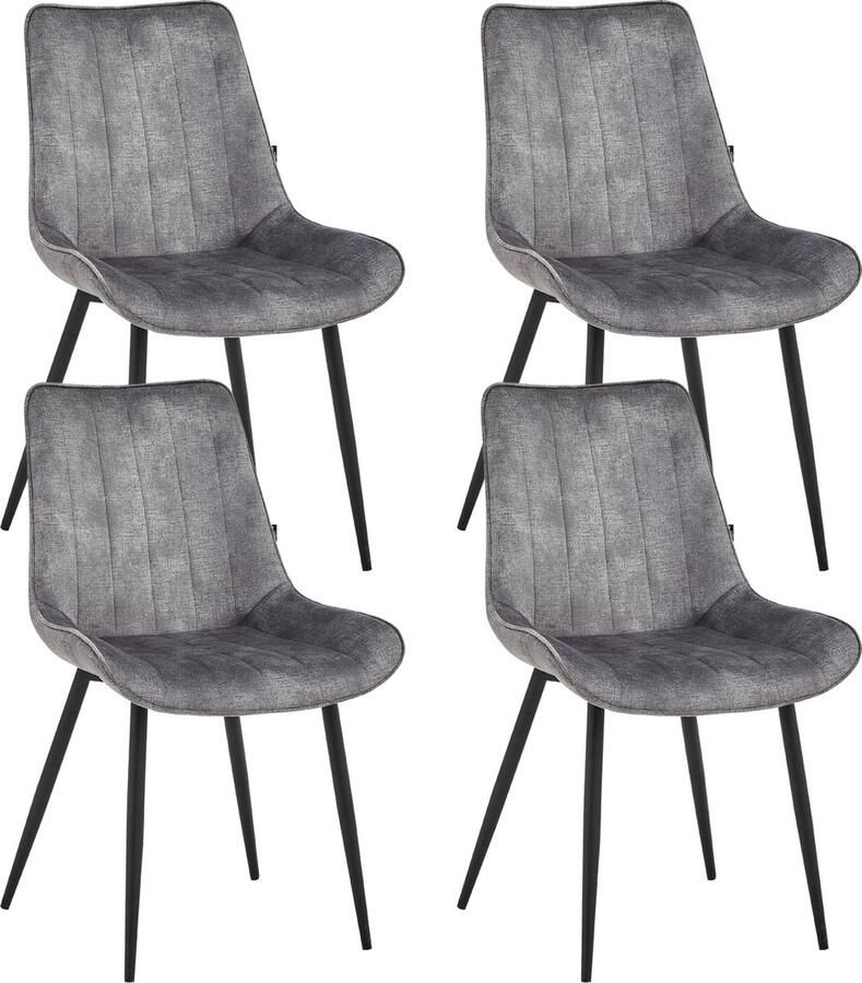 Colenis Verta Eetkamerstoel Set Van 4 Lichtgrijs Adoré Velvet Industrieel