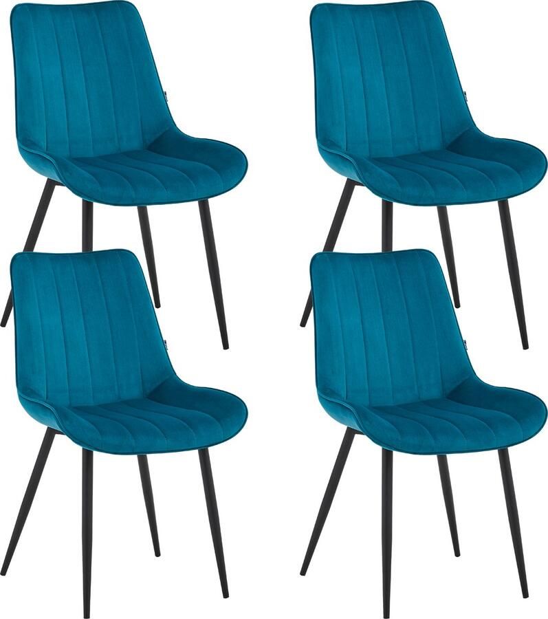 Colenis Verta Eetkamerstoel Set Van 4 Petrol Velvet Industrieel