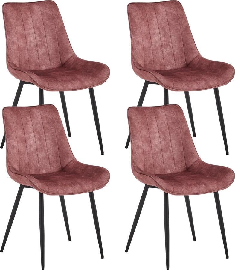 Colenis Verta Eetkamerstoel Set Van 4 Roze Adoré Velvet Industrieel