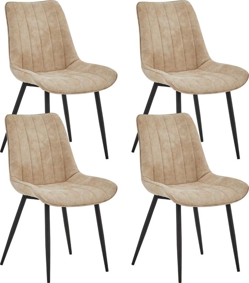 Colenis Verta Eetkamerstoel Set Van 4 Sand Microfiber Industrieel Stoel