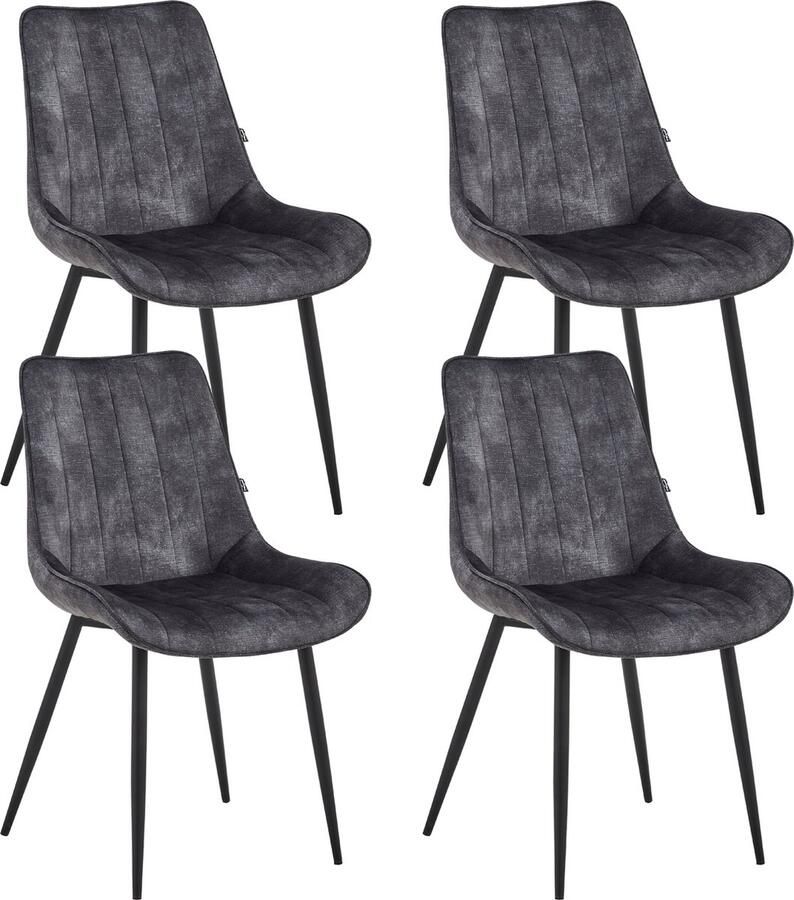 Colenis Verta Eetkamerstoel Set Van 4 Donkergrijs Adoré Velvet Industrieel - Foto 2