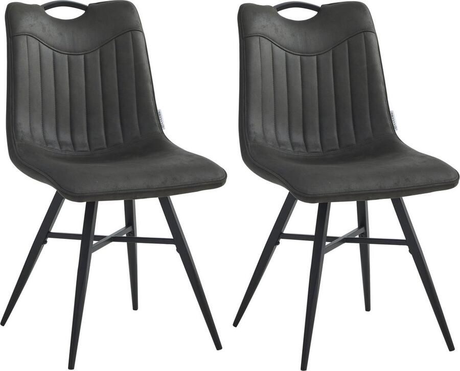 Colenis Verty Eetkamerstoel Set van 2 Antraciet Microvezel Microfiber Industrieel Design