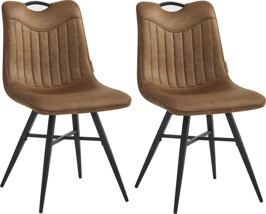 Colenis Verty Eetkamerstoel Set van 2 Cognac Microvezel Microfiber Industrieel Design