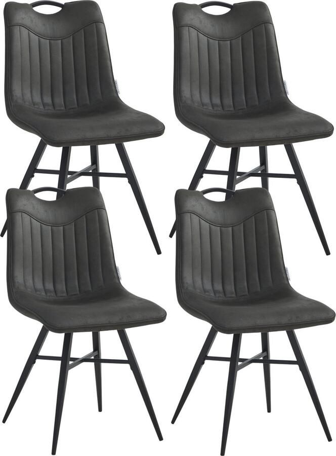 Colenis Verty Eetkamerstoel Set van 4 Antraciet Microvezel Microfiber Industrieel Design