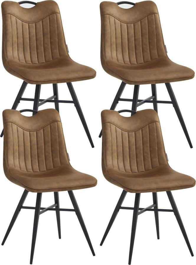 Colenis Verty Eetkamerstoel Set van 4 Cognac Microvezel Microfiber Industrieel Design
