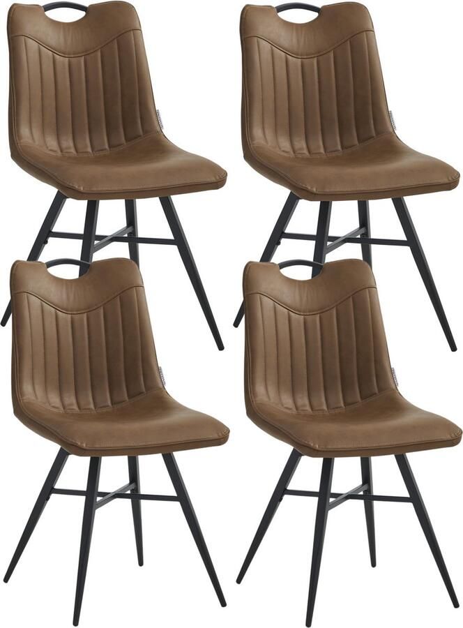 Colenis Verty Eetkamerstoel Set van 4 Cognac PU Industrieel Design