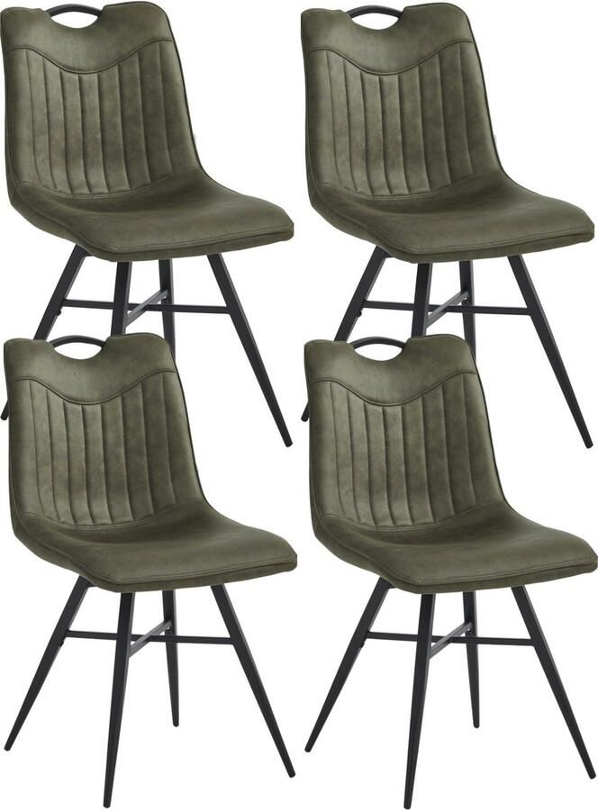 Colenis Verty Eetkamerstoel Set van 4 Groen Microvezel Microfiber Industrieel Design