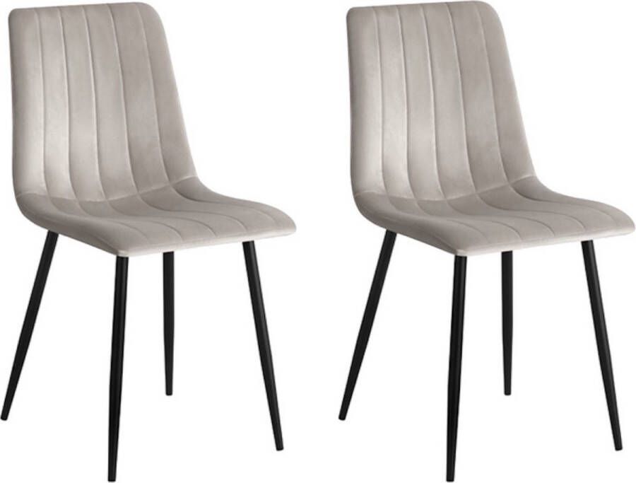 Colenis Eline Eetkamerstoel Set Van 2 Beige Fluweel Comfortabel en Modern Design Metalen Poten Voor Eetkamer Woonkamer Keuken