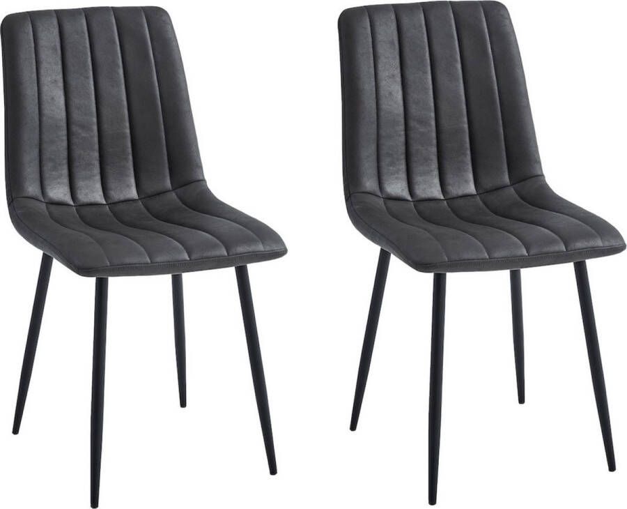 Colenis Eline Eetkamerstoel Set Van 2 Grijs Microfiber Stof