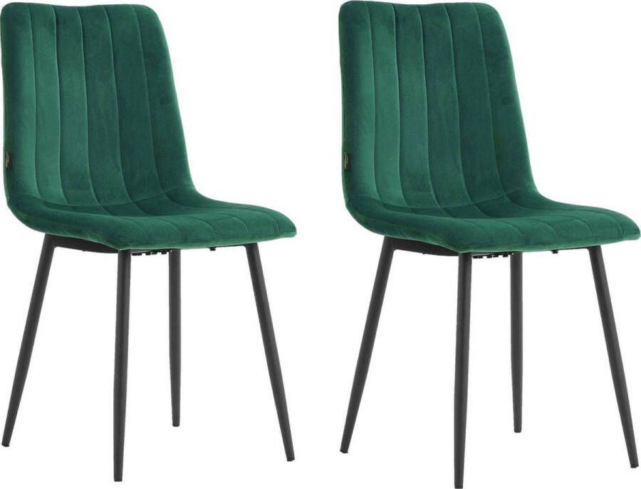 Colenis Eline Eetkamerstoel Set Van 2 Groen Fluweel Comfortabel en Modern Design Metalen Poten Voor Eetkamer Woonkamer Keuken