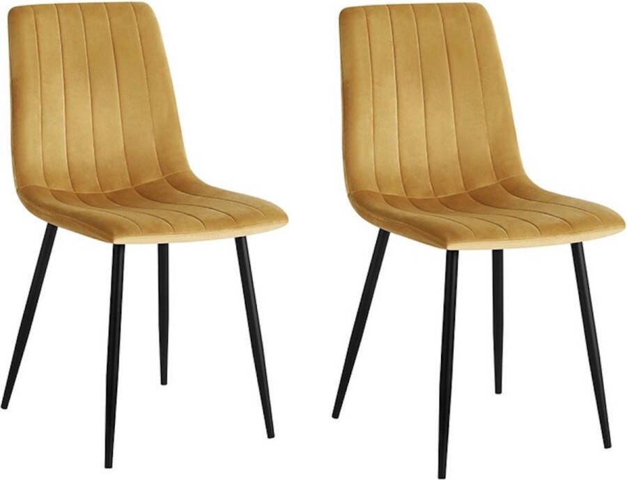 Colenis Eline Eetkamerstoel Set Van 2 Okergeel Velvet
