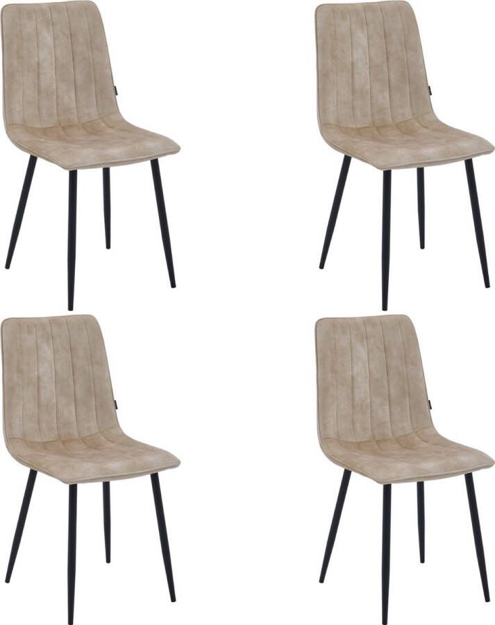 Colenis Eline Eetkamerstoel Set Van 4 Beige Adoré Velvet Design
