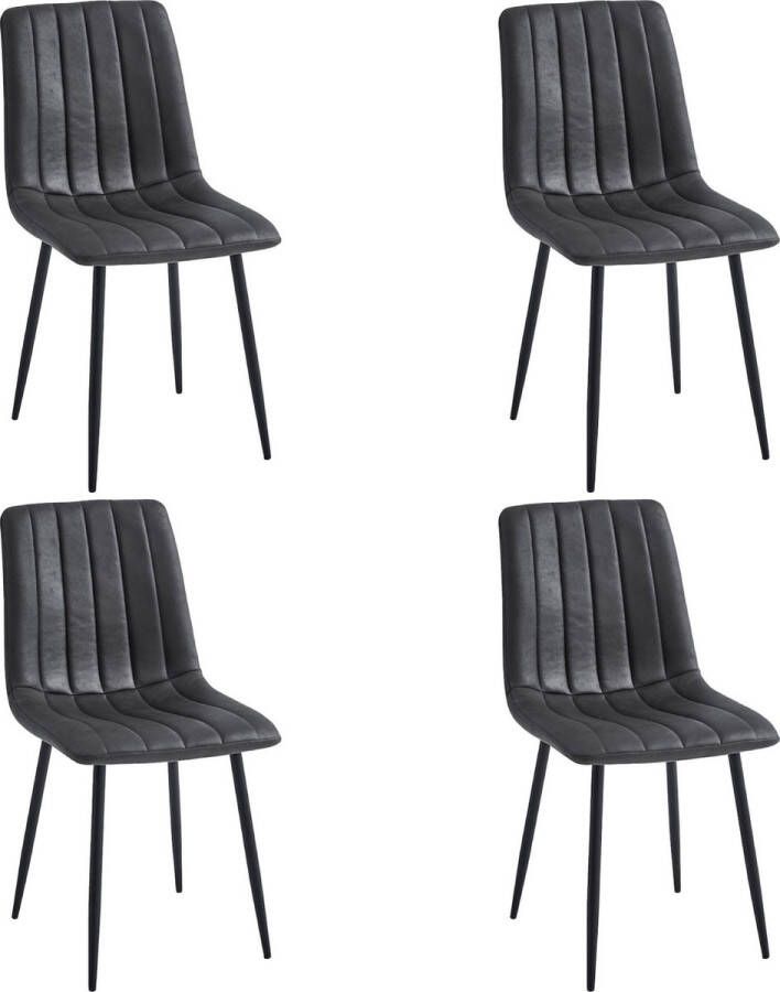 Colenis Eline Eetkamerstoel Set Van 4 Grijs Microfiber Stof