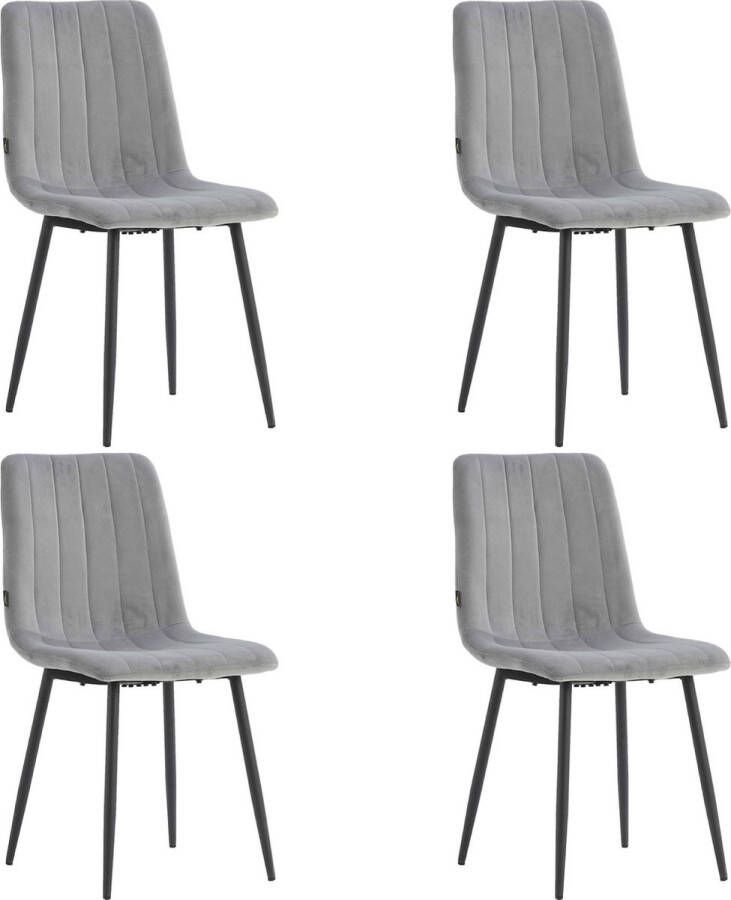 Colenis Eline Eetkamerstoel Set Van 4 Grijs Velvet